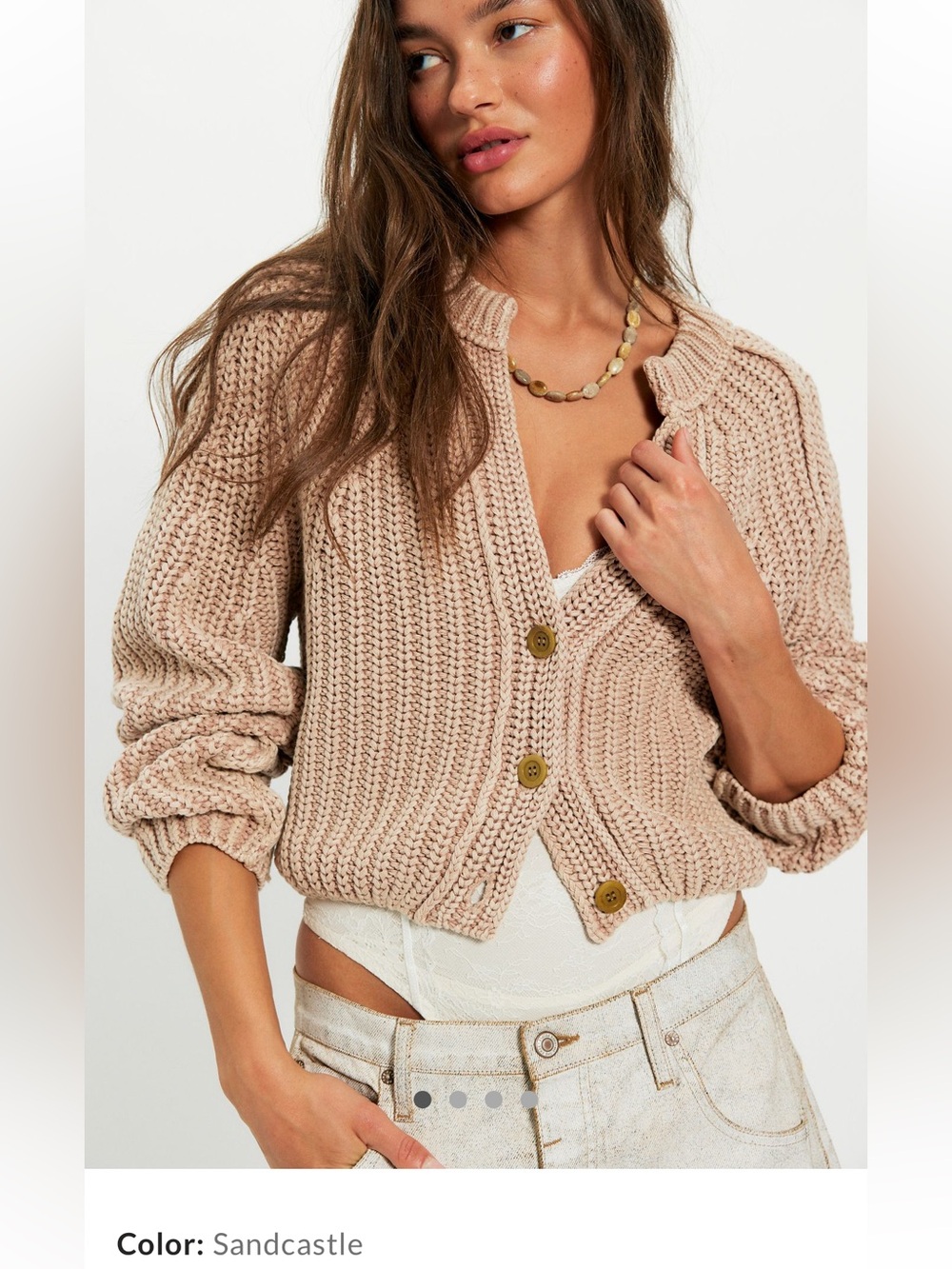 Free People Sandcastle Cropped Sweet Nothing Cardi